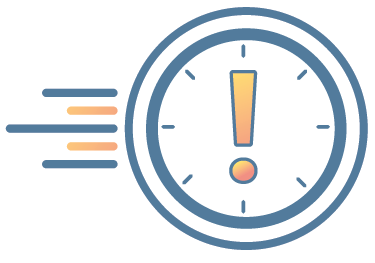 Icon of a clock with an exclamation point
